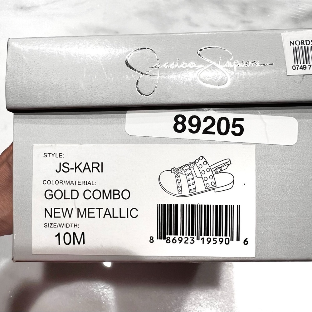 Jessica Simpson dressy flat sandals KARI studded Gold Combo New Metallic sz 10 - Picture 11 of 14